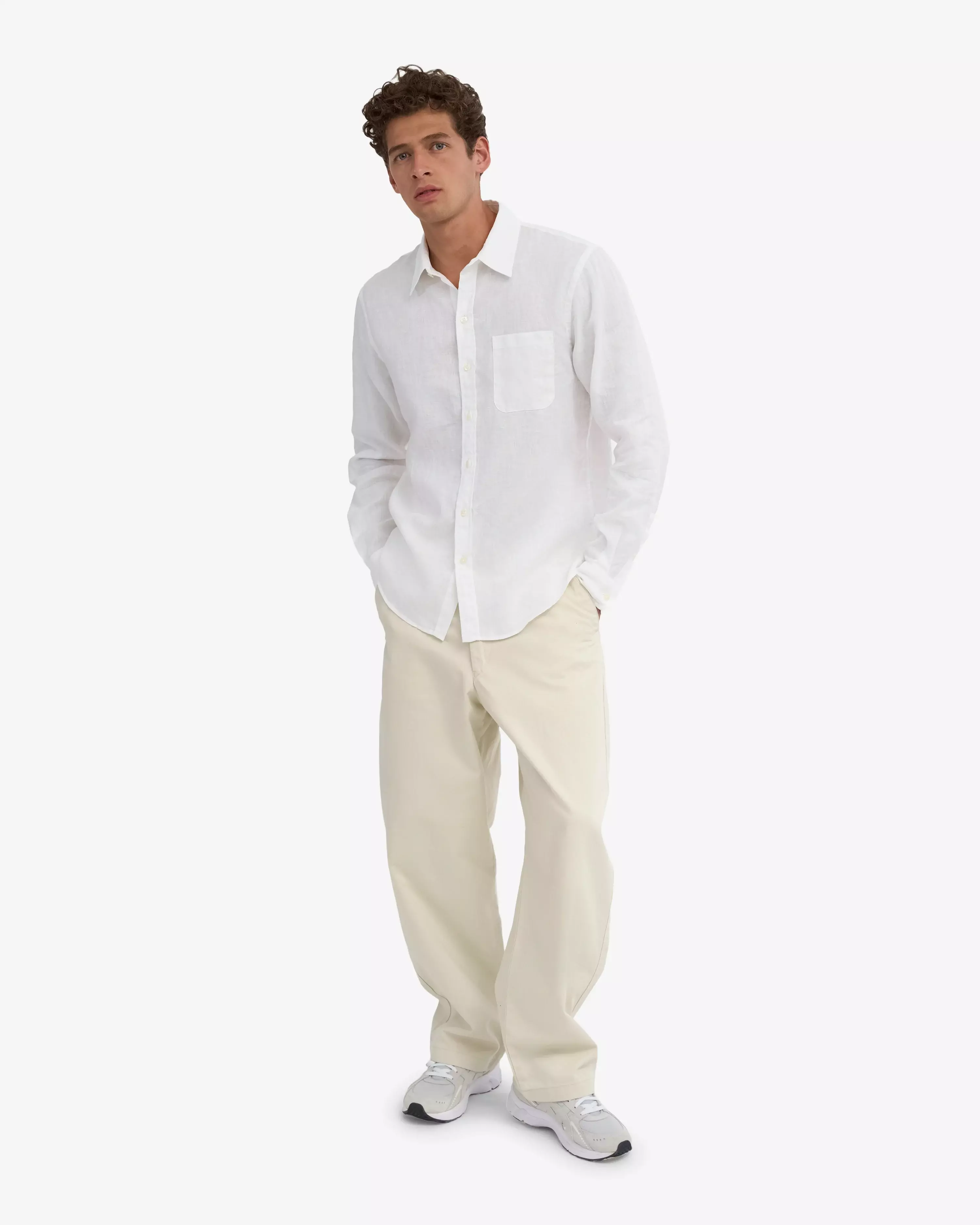 Colorful Standard Optical White Leinenhemd Herren weiss